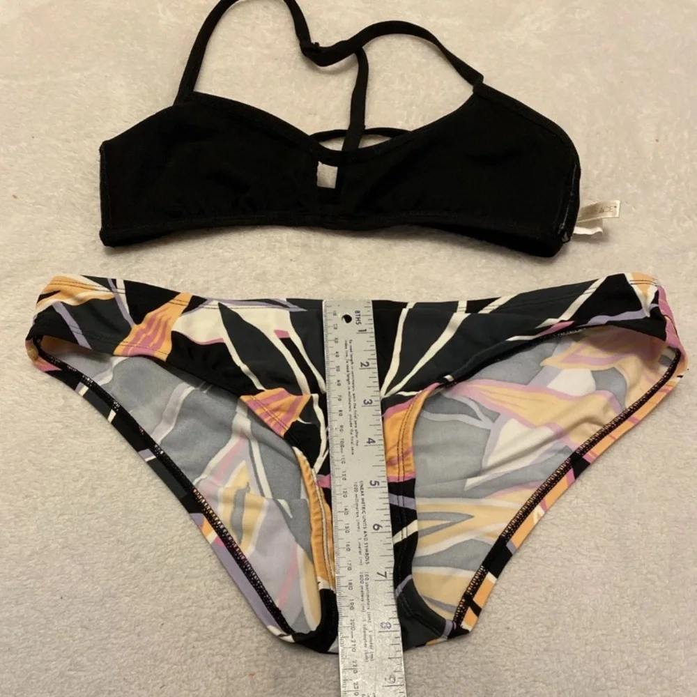 Black and Floral Bikini Set